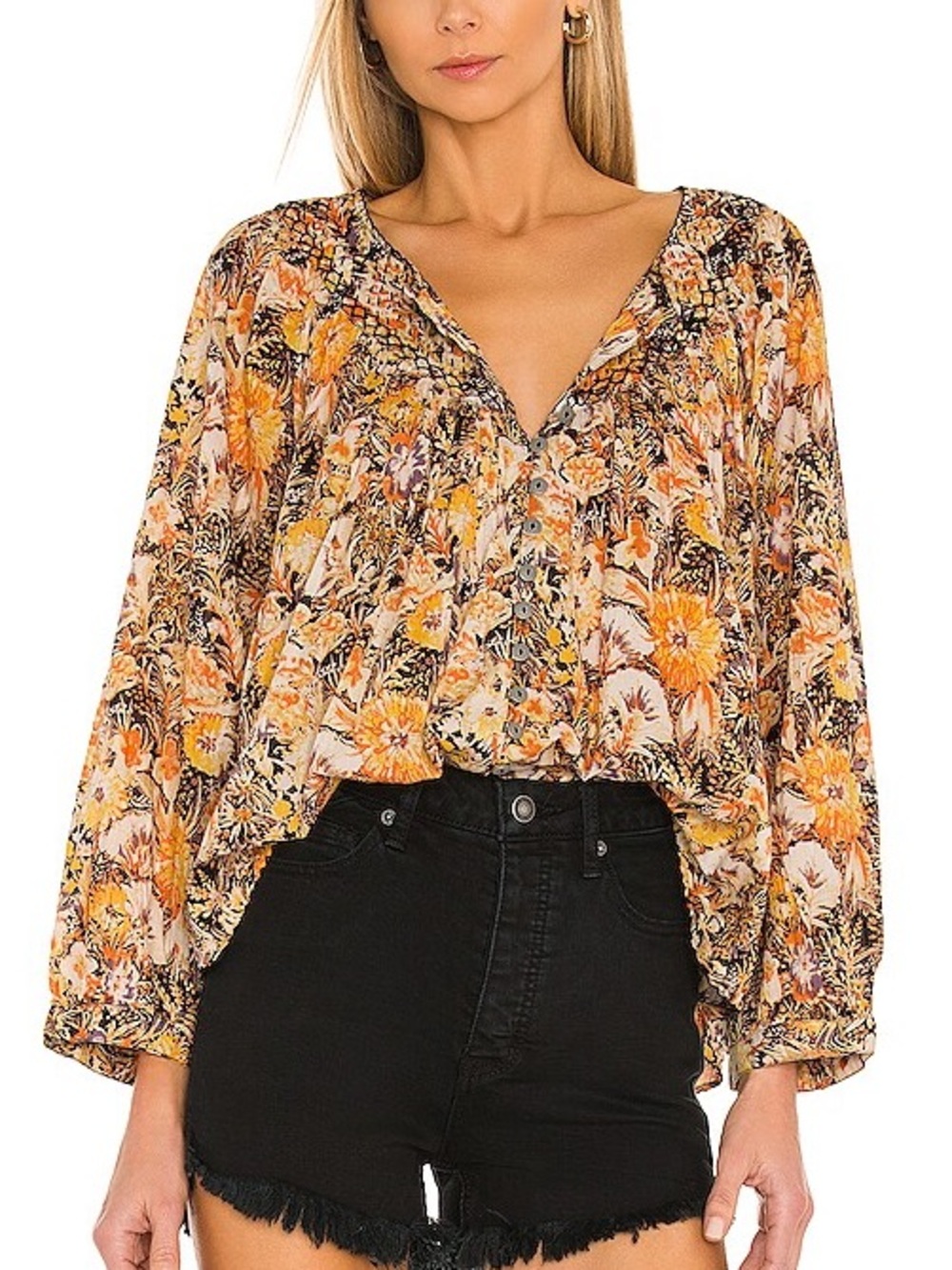 Free People We the Free Cotton Floral Meadow Print Boho Top Medium